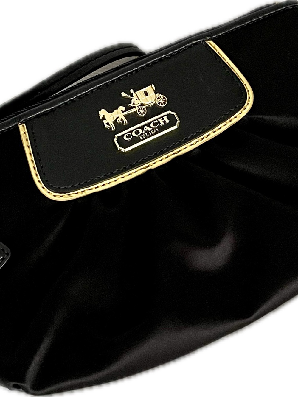 Coach Amanda Black Satin Pleated Wristlet/Pouch